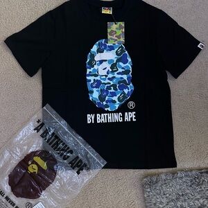 A Bathing Ape Black and Blue Graphic T-Shirt